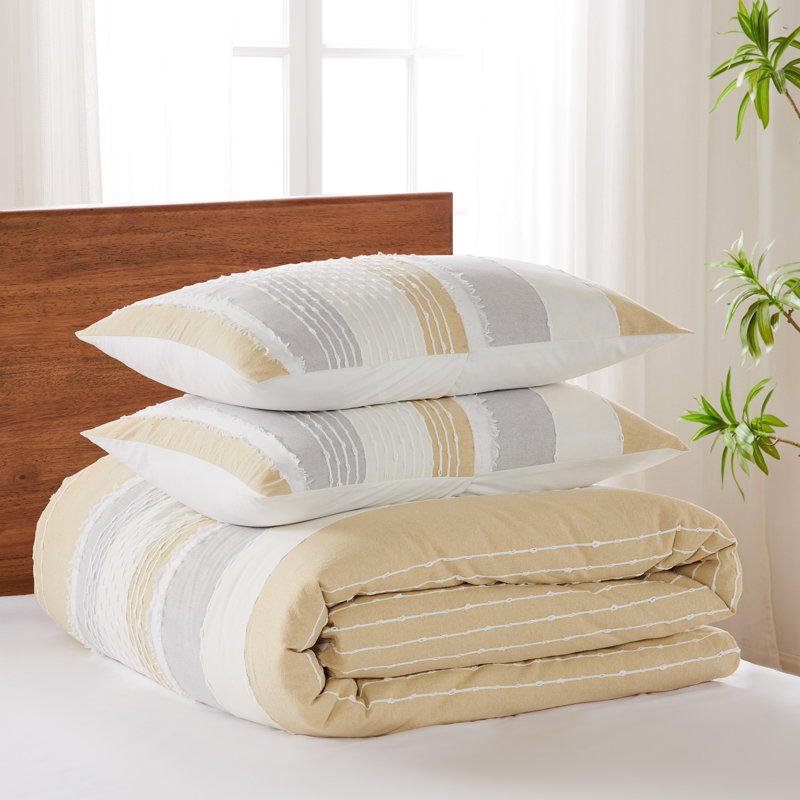 Santander Ochre 3pc Duvet Set, Queen Duvet Cover + 2 Standard Shams