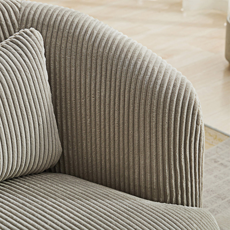 Fauteuil d'appoint rembourré pivotant demi-tonneau avec coussin, Gris clair