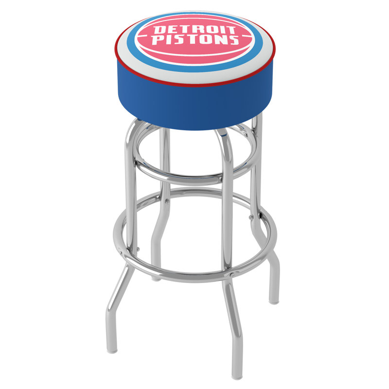 Swivel Upholstered Counter Stool with Metal Frame, Detroit Pistons