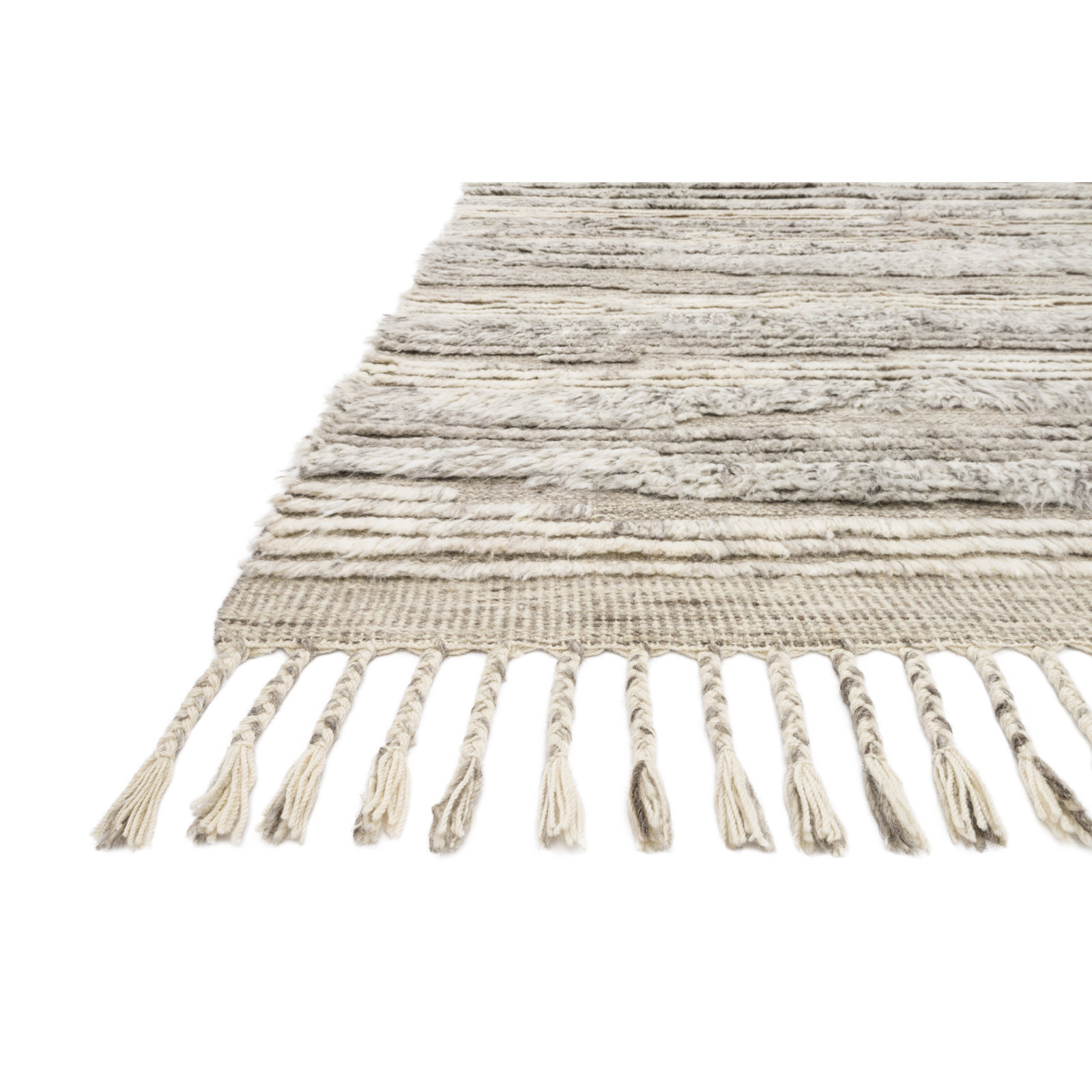 Benjamin Natural Ivory Hand-Knotted Wool Rug, Square 1'6" x 1'6"