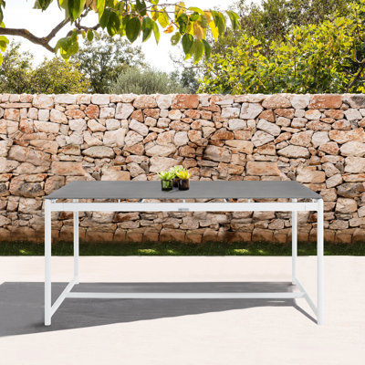 White Crown Stone - Top Dining Table For Outdoor, Aluminum And Structure, 36 Inch Depth, 63 Width, 29 Height, 79 Pound Weight, Corrosion , Simple Cleaning, Multiple Color Options Pools Outdoor Table,