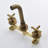 Double Cross Handles Wall Mounted Bathroom Faucet-111845732