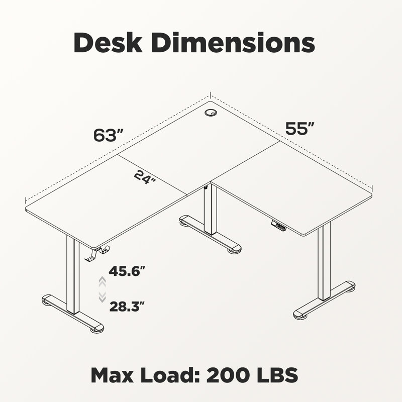 63'' L-Shaped Height Adjustable Standing Desk Electric Corner Table With Free Large Mouse Pad For Home Office Gaming