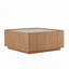 Table basse de 31,5 pouces carrée avec tiroirs de rangement, table basse moderne en bois avec plateau en verre, tables de centre de table de thé pour le bureau de salon, noyer