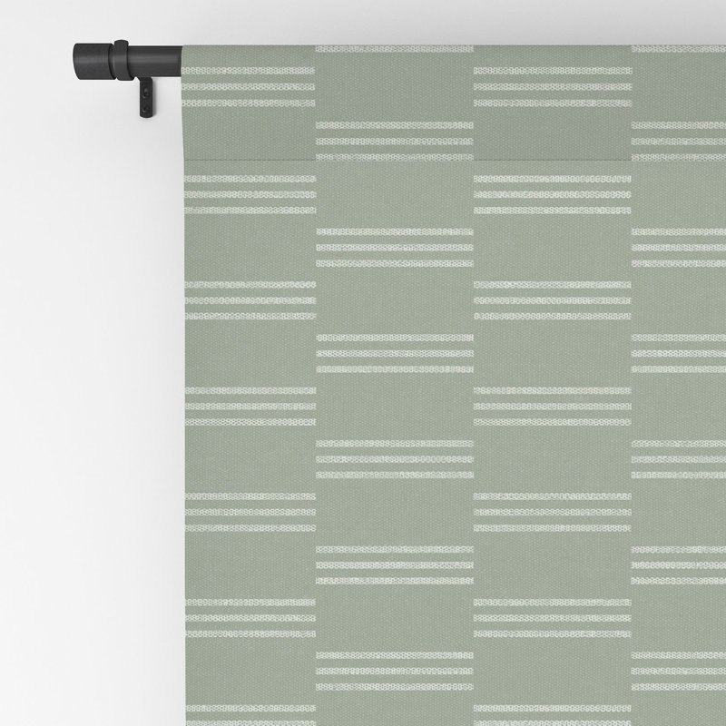 Little Arrow Design Co Ella Triple Stripe 1pc Blackout Window Curtain Panel, 50" W x 84" L, Sage Green