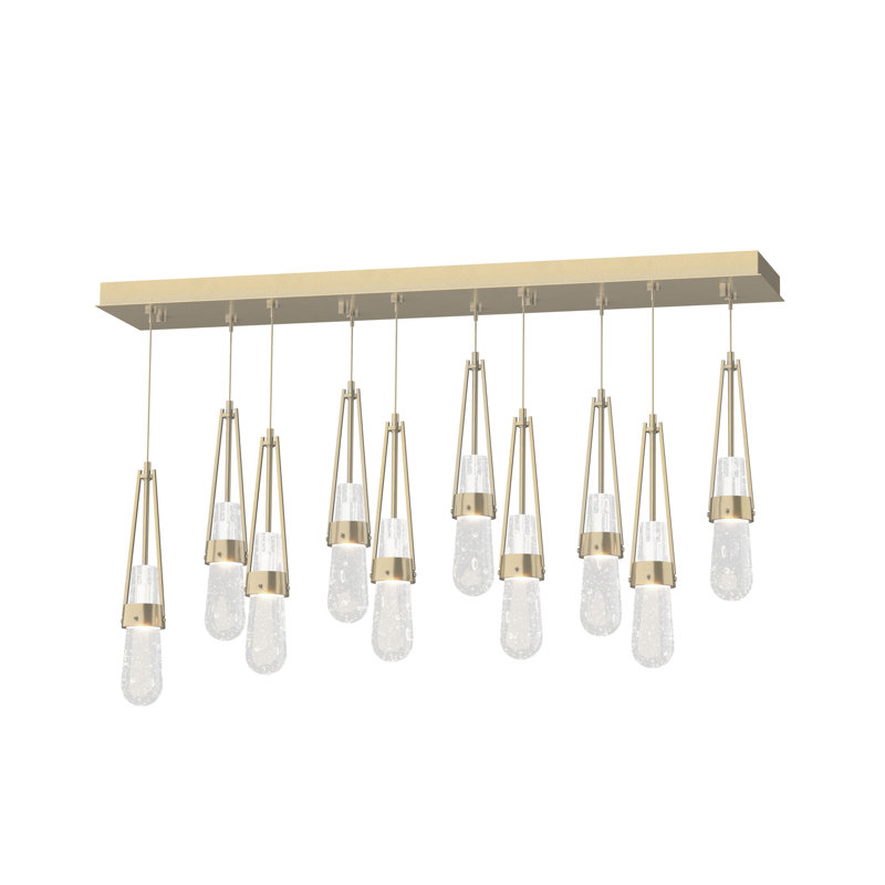 Link 10 - Light Pendant, Standard: 19" to 80", Modern Brass, Clear Bubble Glass