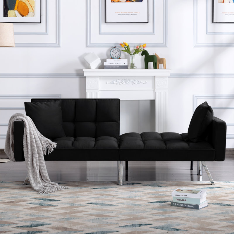 Canapé-lit futon inclinable multifonctionnel de 74 po Elegra, Noir