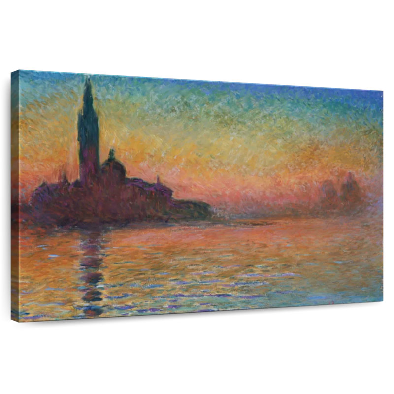 Ravi San Giorgio Majeur au crépuscule, H 8 po x l 12 po