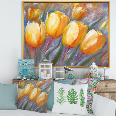 Tulipes jaunes en fleurs - Peinture sur toile