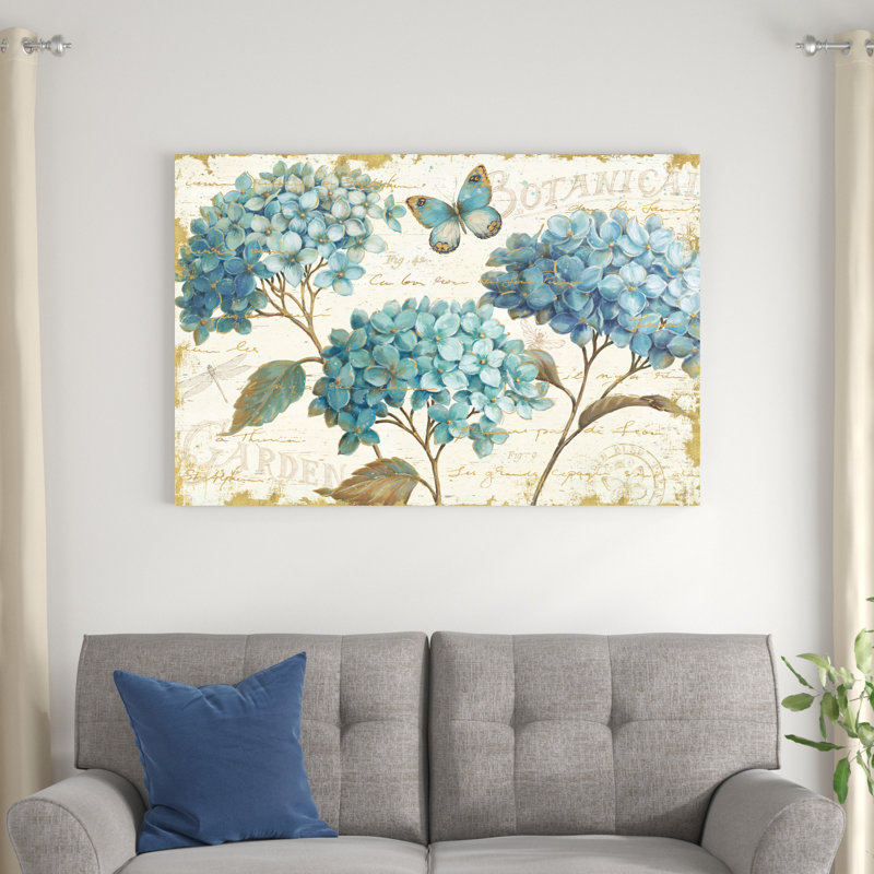 «Blue Garden I» par Daphne Brissonnet, reproduction d'art sur toile tendue, H 32 po x l 48 po, Non, Toile tendue