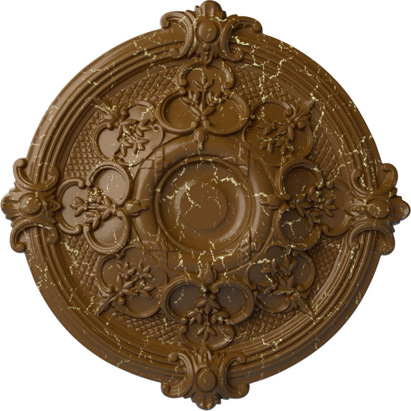 Médaillon de plafond H 17,375 po x l 17,375 po x P 1,75 po Milton, Craquelure topaze fumée