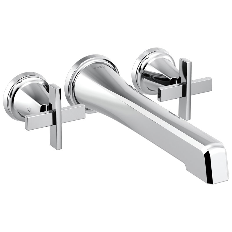 Levoir® Two-Handle Wall Mount Tub Filler - Less Handles, Polished Chrome, Cross