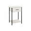 Table d'appoint, 2 niveaux, bout, lampe, salon, table d'appoint, tiroir de rangement, petit, stratifié en chêne lavé, métal noir, contemporain