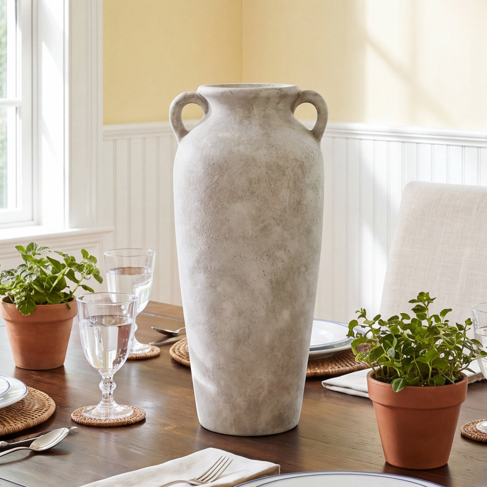 Brera Ceramic Table Vase, White
