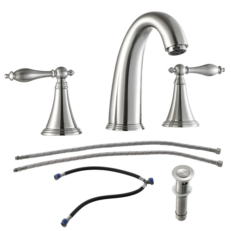 2-handle Bathroom Faucet with Drain Assembly, Brushed Nickel