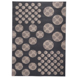 Polka Dots Area Rug in Dark Gray/Beige