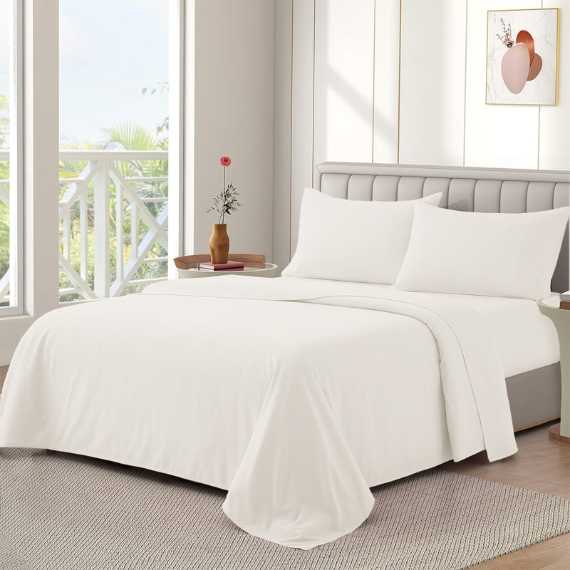 Nycolas 100% Cotton Plain Weave / Muslin Flat Sheet, Kingsize (5'), Cream