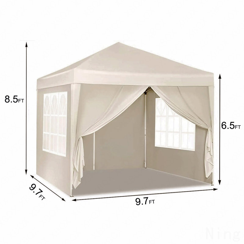 Pavillon de jardin escamotable 10X10FT, paroi latérale pour l'extérieur avec UPF 50+ et sac de poids et sac de transport
