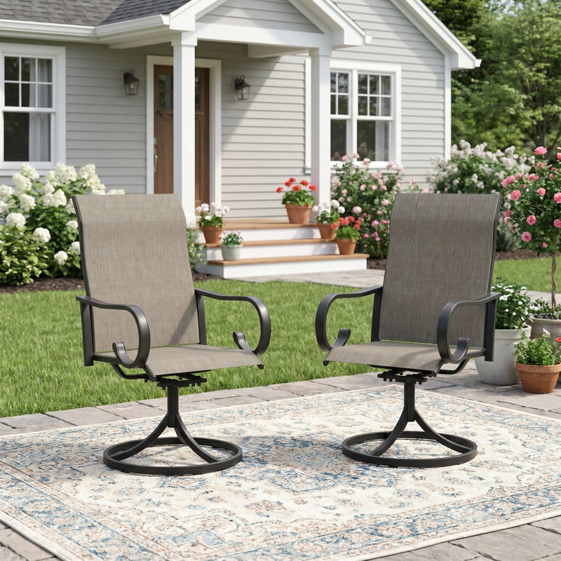 Ensemble de 2 chaises de patio pivotantes 360 °, Brun / Noir