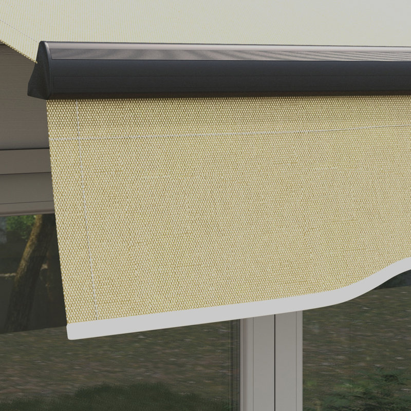 Auvent de terrasse rétractable 10 pi x 8 pi, abri de soleil pour terrasse avec tissu 280 g / m², manivelle manuelle, structure en aluminium, beige pour balcon, auvent de jardin rétractable, manivelle de parasol, terrasse,