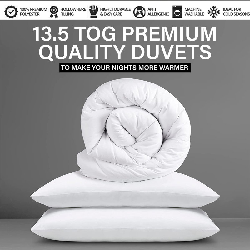 Warm Winter Nights Duvet 13.5 Hollowfibre Tog All Season , Single 135" x 200" cm