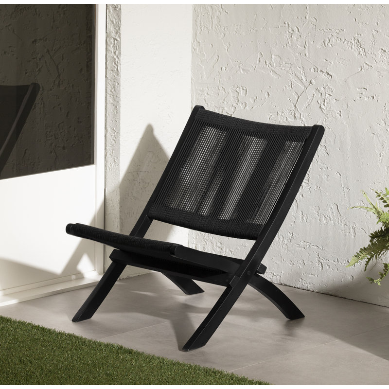 Chaise longue sans accoudoirs en teck Agave, Noir, Noir
