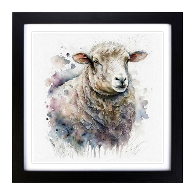 Sheep Watercolour - Framed Print