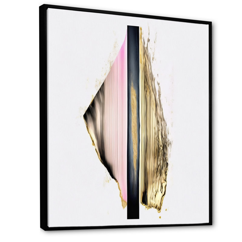 «Minimalisme rose et doré», impression sur toile, H 40 po x l 30 po x P 1,5 po, Toile avec cadre flottant noir
