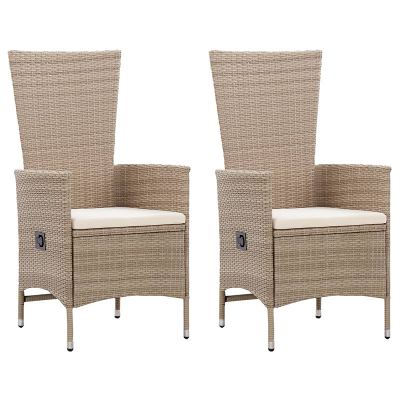 Chaise de patio avec coussins, Blanc, Beige