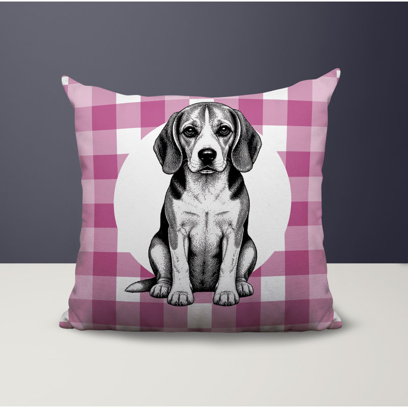 Oreiller réversible intérieur / extérieur Beagle Dog, 18 x 18, Magenta