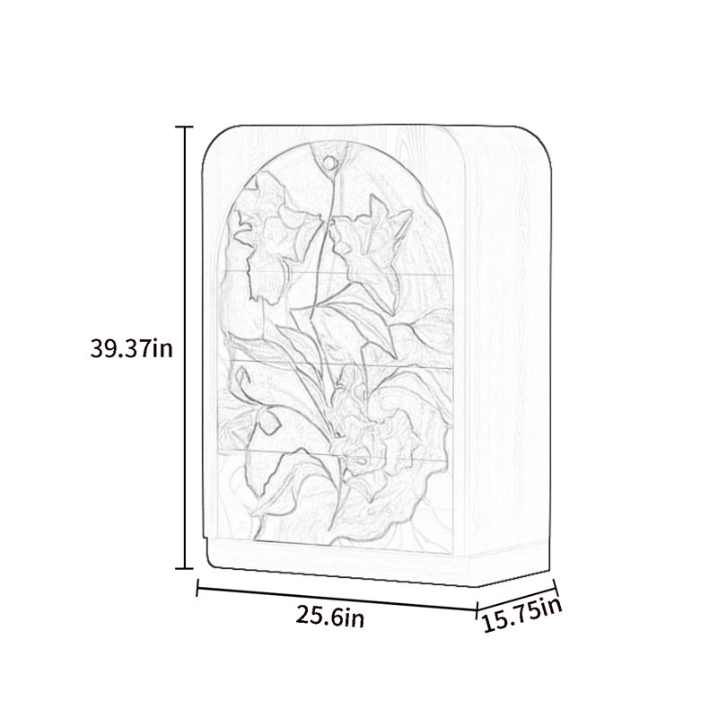 Three-Drawer Single-Door Accent Cabinet