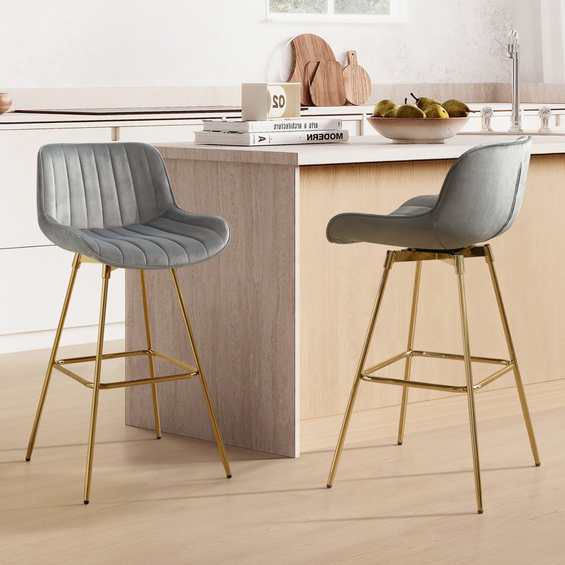Tabouret de bar rotatif 28,34 po Neuhaus, Gris