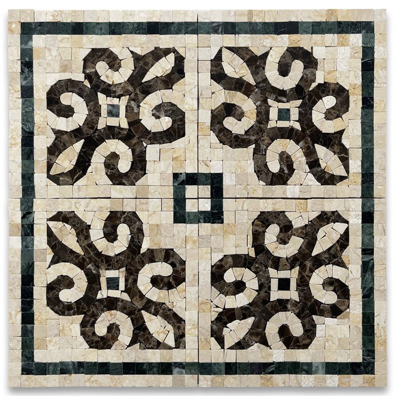 Carreau de mosaïque en marbre pour mur et plancher 5,9 po x 5,9 po Emperador