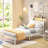 Storage Bed Equipped With Charging Station And Bedside LED Light Strip-377780693