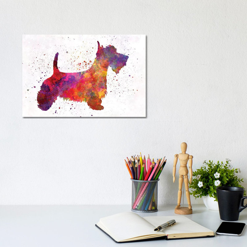 Scottish Terrier In Watercolour by Paul Rommer - Wrapped Canvas Painting, 20.32cm H x 30.48cm W x 1.91cm D