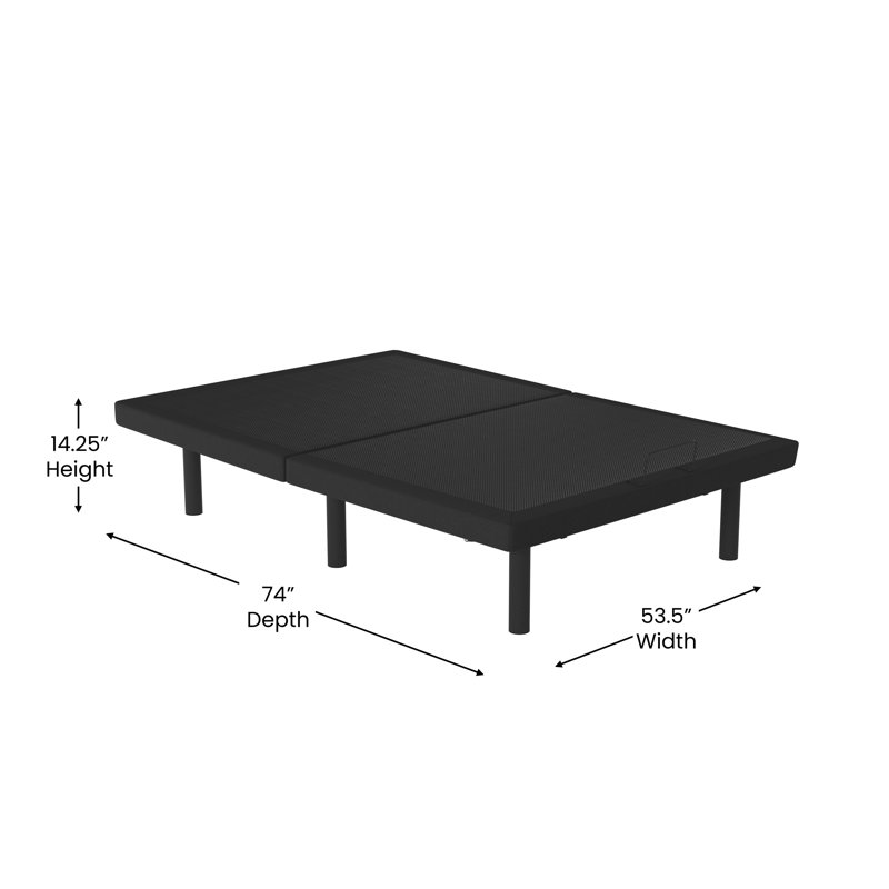 Overton Anti-skid Upholstered Adjustable Bed Base with Wireless Remote, Full