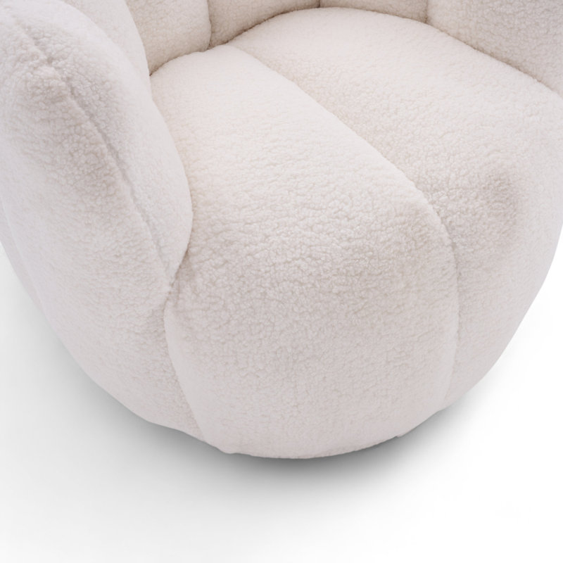 Alivya Upholstered Swivel Barrel Chair, White