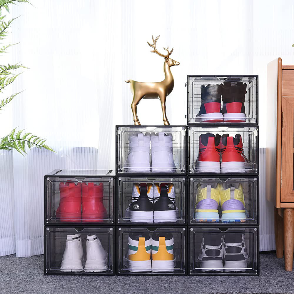 Rebrilliant Stackable Shoe Boxes, Drop Front Shoe Storage Organizer ...