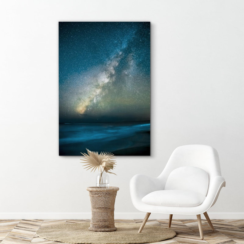 Vibrant, bleu sarcelle, étoile, étoile, galaxie, nébuleuse, photographie, décor, rustique A08, H 24 po x l 16 po