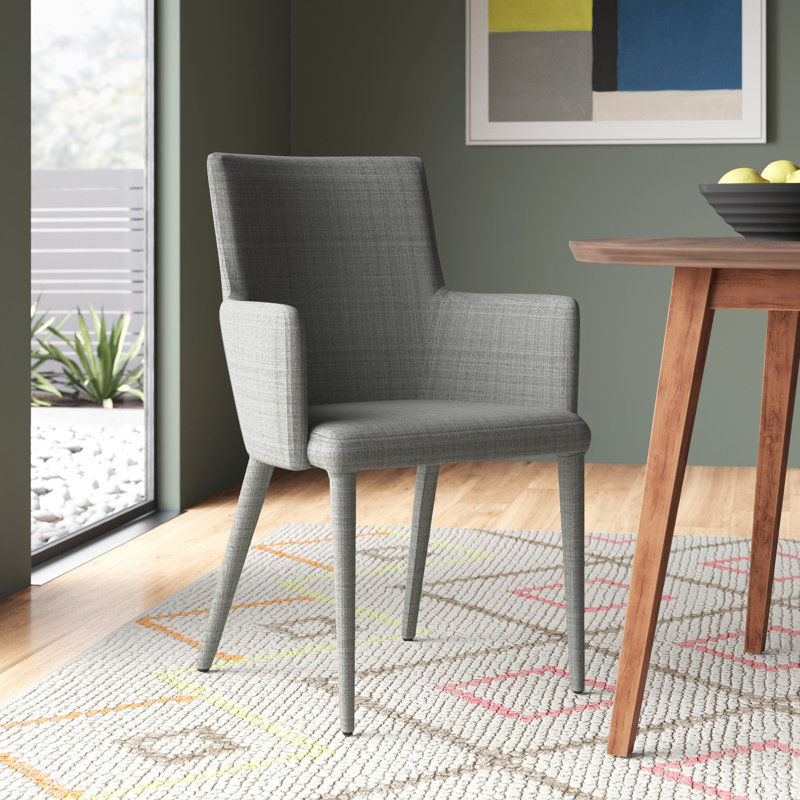 20'' H Metal Armchair, Gray Linen