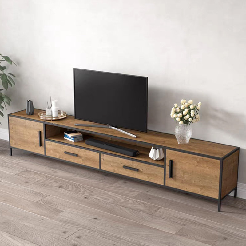 Meuble télé simple et moderne en bois massif, 78.74"