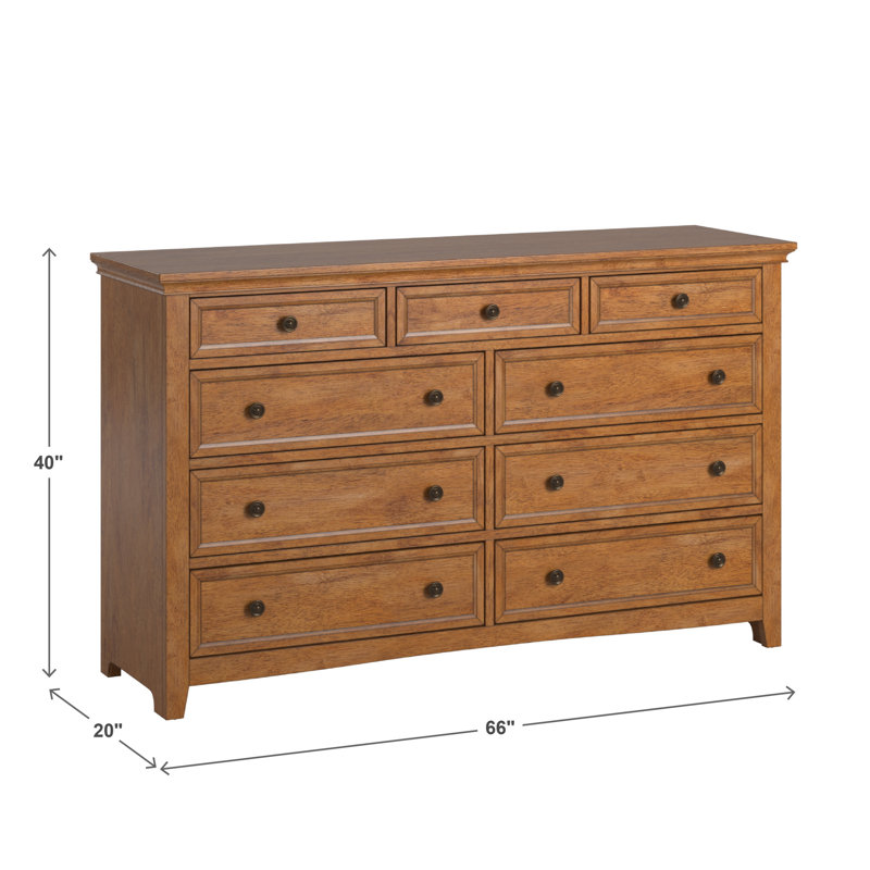 Commode à 9 tiroirs l 66 po Woodside, Chêne