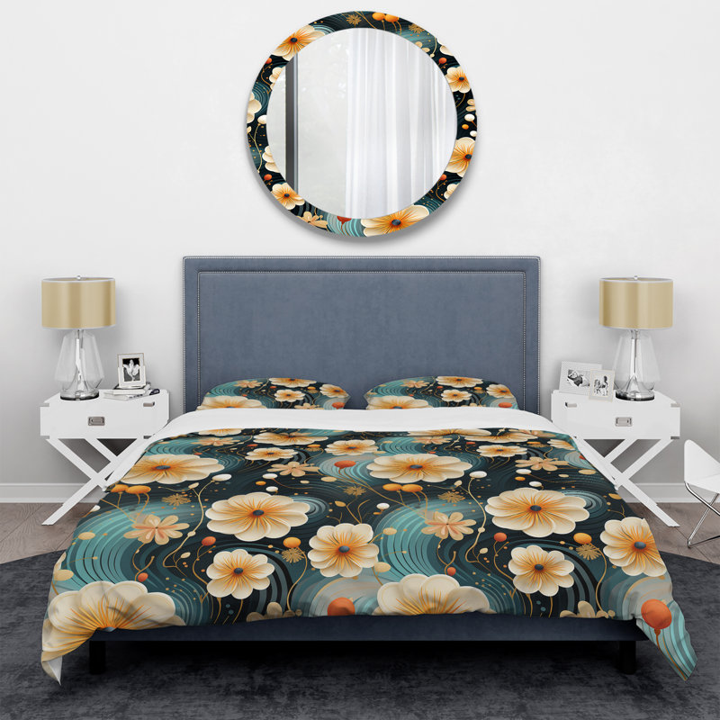 Ensemble de housse de couette en microfibre bleu / beige Dreamy, Housse de couette pour très grand lit et 2 très