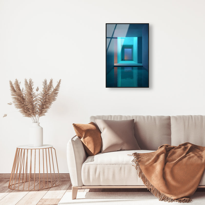 Cerulean Corridor I Print, 25"H x 17"W, Black Floater Frame