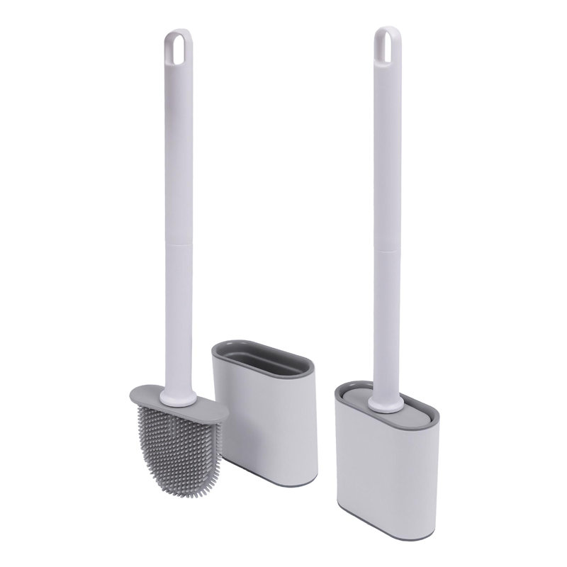 Harbour Housewares Wall-Mounted Toilet Brushes and Holders Set - Black - Pack of 2, White