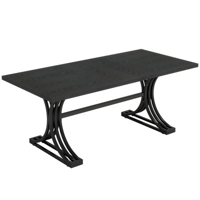Dining Table, Rectangular, Metal Base, 63 Inch