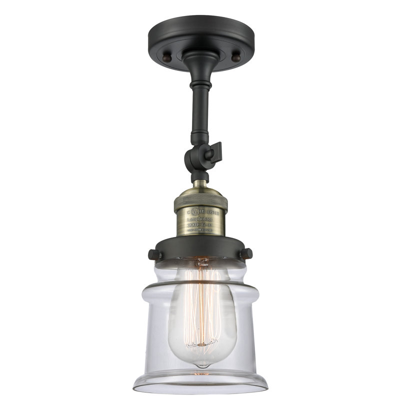 Plafonnier semi-encastré 1 lumière 6 po Alexandira, Ampoule non incluse, Transparent, Laiton antique noir