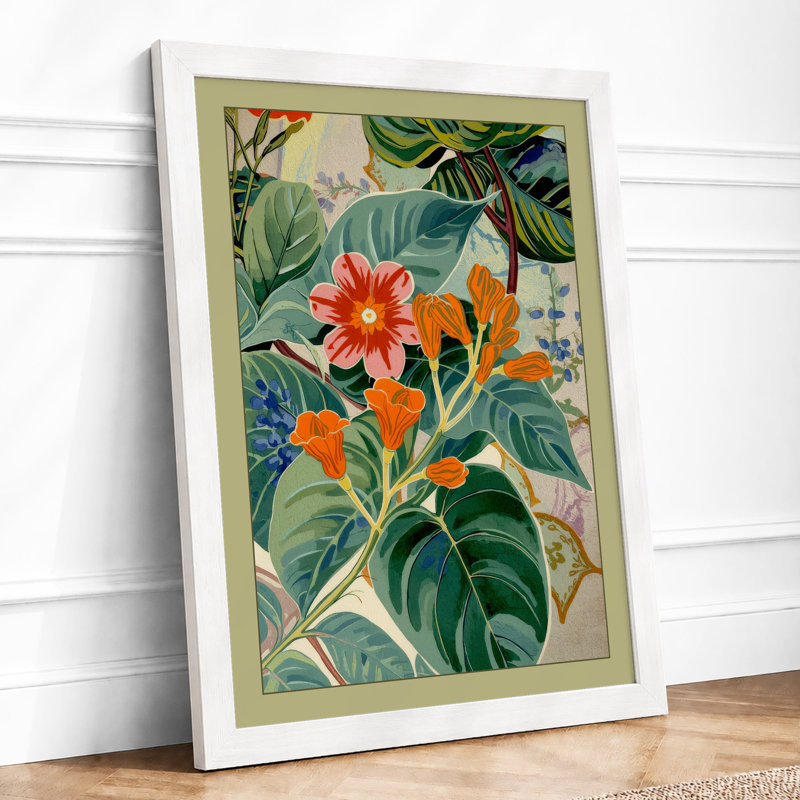 Flowering Study Botanical - Framed Print, A2 - 59.4 x 42.0 cm, White