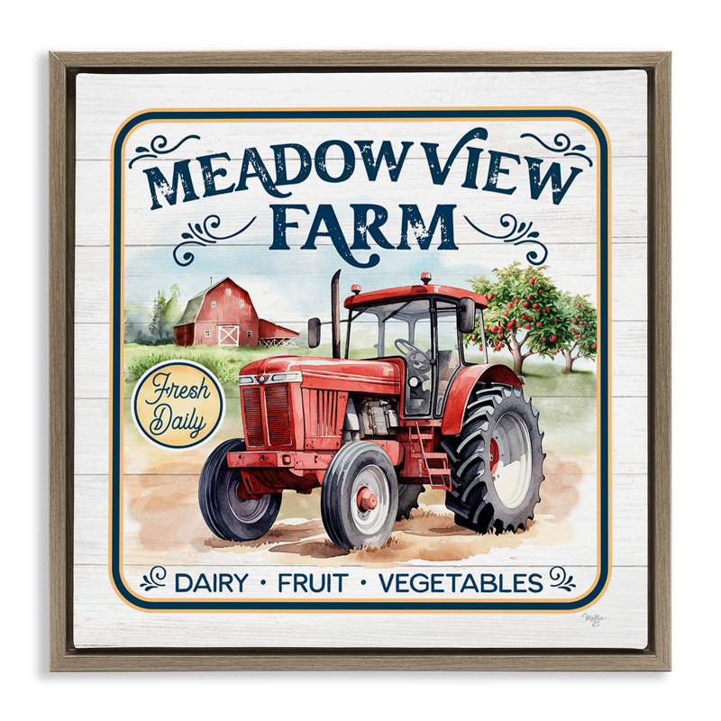 «Meadowview Farm Tractor», encadrée par Mollie B., Cadre flottant orme Montalcino, H 25 po x l 25 po
