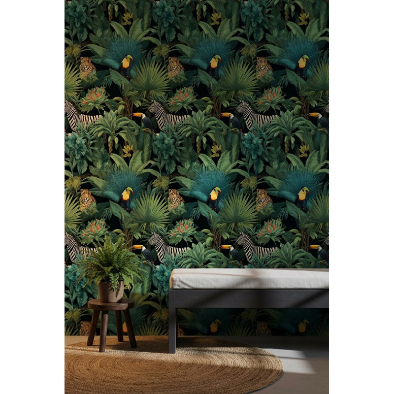 Papier peint tropical Jungle Flora, Non tissé, non collé